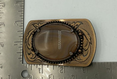 Vintage Polished Cabochon Agate Gemstone Belt Buckle Western Style Boho Hippie