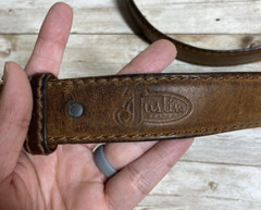 Justin Belt Mens Brown Leather Silver Tone Buckle Floral Scroll Western Cowboy