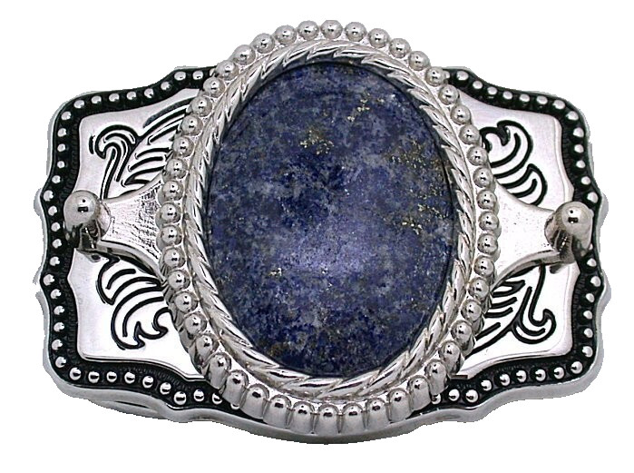 Lapis 40×30 Oval Cab Silver Color 2 1/2 x 1 4/5 Inch Belt Buckle EPBB170/61125