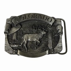 Vintage 1988 C & J Colorado Buck Deer Silver Belt Buckle Made In USA