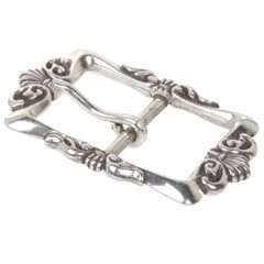1 1/2&Prime; (38 mm) Western Floral Single Prong Center Bar Silver Belt Buckle