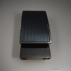 Mens Black Belt Buckle Ratchet Fashion Slide Metal NOS