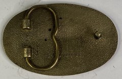 Vintage Solid Brass Black White & Orange 3” Oval Belt Buckle