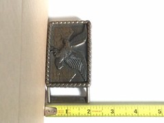 Patriotic Vintage American Bald Eagle Soaring Over Mountains Brass Belt Buckle