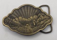 Bergamot Brass Works Vintage 1977 D-48 Scenic Sunset Buckle 1.5in Belt