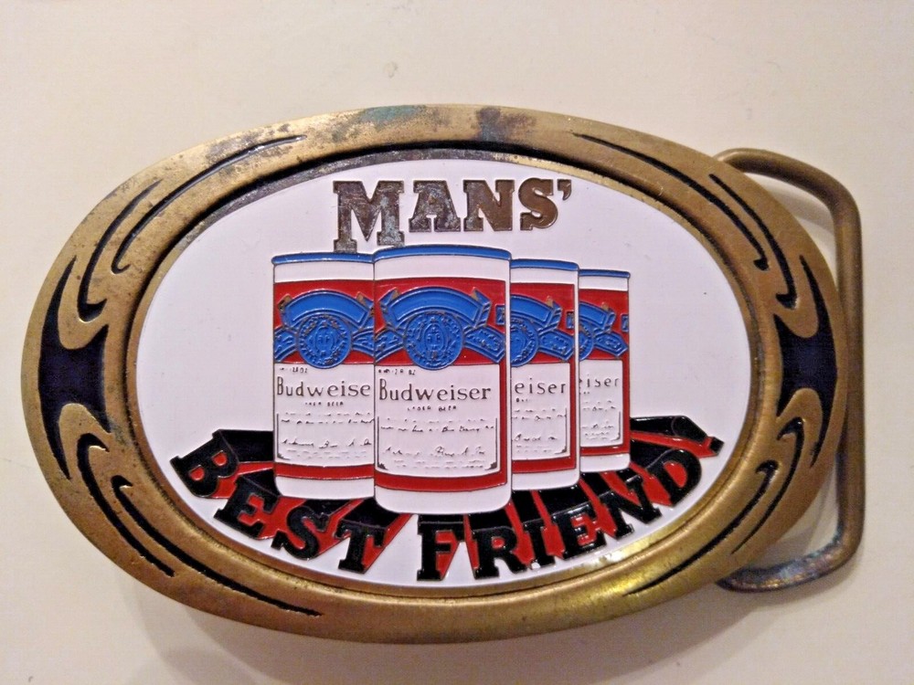 Vintage 1983 Man&rsquo;s Best Friend (Budweiser) NAP Inc. Solid Brass F09 Belt Buckle
