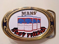 Vintage 1983 Man&rsquo;s Best Friend (Budweiser) NAP Inc. Solid Brass F09 Belt Buckle