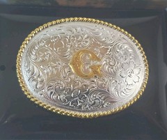 NOCONA Western Floral Scroll & « G » Initial Oval Belt Buckle☆NIB☆☆☆☆☆