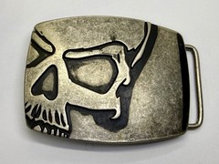 Creepy Skull Engraved Halloween Cosplay Gothic Punk Silver Color Belt Buckle