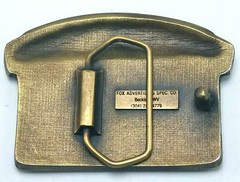 1987 HOLMES SAFETY ASSOCIATION BRASS MINING BELT BUCKLE 3 1/2&Prime; x 2 1/2&Prime; EUC