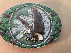 Vtg Enamel Bald Eagle In Flight Retro Belt Buckle Merica