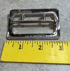 Vintage Solid Brass Chrome Plated 3”Double Prong Heavy Duty Belt Buckle