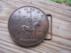 1873-1973 CANADA 25 CENTS Belt Buckle Canadian Quarter JIMM WATSON 1977