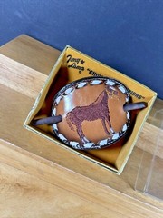 VTG TONY LAMA Choice of Champions Genuine TOOLED Leather WOMENS HAIR BARRETT USA