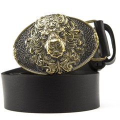 Belt buckle King Lion, Animal solid brass belt buckle, lion head on the buckle
