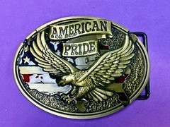 American Pride USA Bald Eagle Majestic Flying Hunting Country Flag Belt Buckle