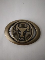 1980&rsquo;s Vintage Brass Bull Belt Buckle – Bull w/ ring in nose – Rodeo – Bullrider
