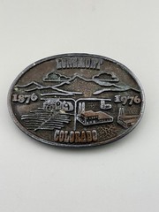 1976 Longmont Colorado Centennial Belt Buckle Rocky Mountains Statehood Era
