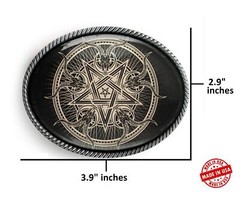 Inverted Pentagram Belt Buckle – Baphomet Goat Head Witchcraft Buckle – 920-SO