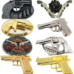 BIG Guns Belt Buckle Silver Metal Halloween Costume WESTERN COWBOY COWGIRL Rodeo