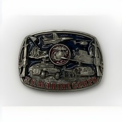 Military Belt Buckle Pewter U S Marine Corps Montage 90’s Made In The USA