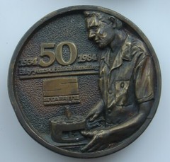 Vintage 1980s STA-RITE Fluids 50th Anniversary Man Working with Tool Belt Buckle