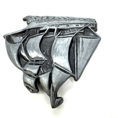 Vintage Belt Buckle Sail Boat Sailboat Ship Pirate Ship