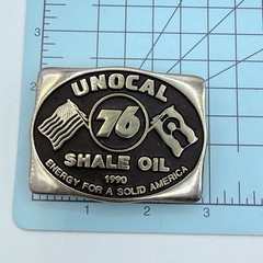 VINTAGE 1989 ***UNOCAL 76***SHALE OIL SILVER BRASS OILFIELD BUCKLE