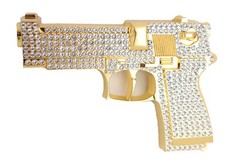Gun Belt Buckle Rhinestones Gold Metal Iced Men Fashion Pistol Real Cowboy Style