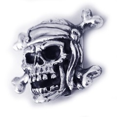 Pirate of 18 Century Skull Sterling Silver Belt Buckle