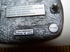 VINTAGE U.S. ARMY BELT BUCKLE 1991 BERGAMOT DETAILED PEWTER ENAMELED