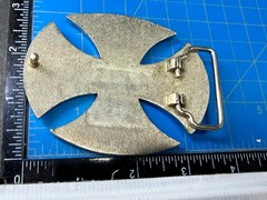 Maltese Iron Cross Studded Skull Design Gothic Punk Vibe Cutout Belt Buckle