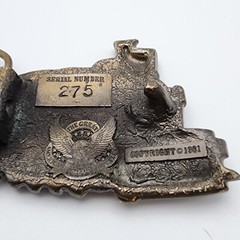 Vtg Steam Train Mens Belt Buckle 165 Great American Belt Co Chicago Brass 1980s