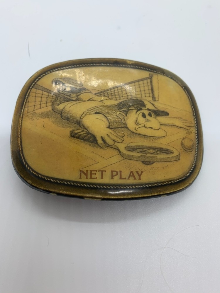 Net Play Tennis Player 1976 Vintage Belt Buckle