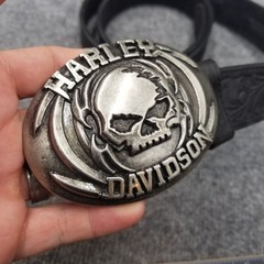 Harley Davidson Skull Belt Buckle Willie G Silver Creek Leather Belt Size 36