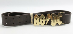 Vintage AC/DC Belt Buckle and Leather Belt