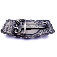NICKEL SILVER BELL Vintage 1926 Morgan Dollar Coin Ornate Belt Buckle 3.25×1.25&Prime;