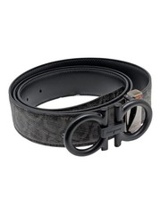 Salvatore Ferragamo Men&rsquo;s Double Gancini 717807 Black/Grey Size 105 MSRP $695