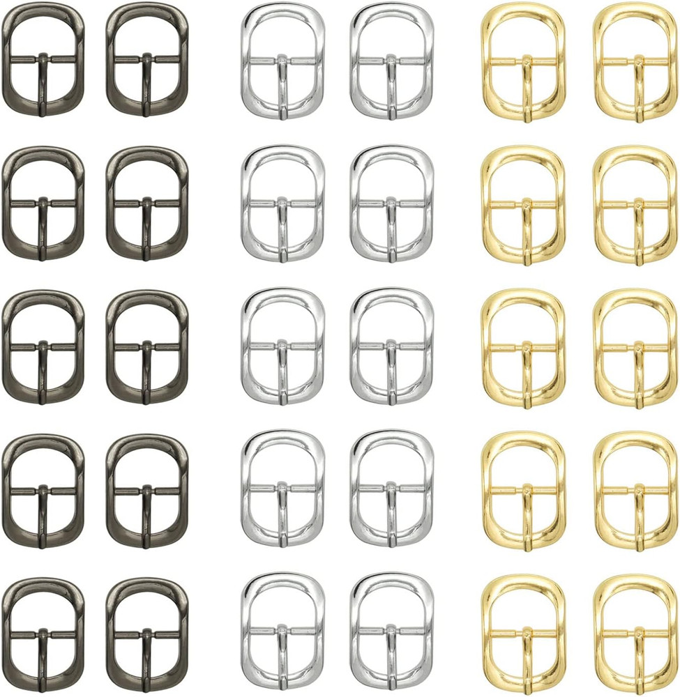 30Pcs Single Prong Buckles, Center Bar Belt Buckles Single Prong Strap Buckles,