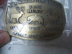 Raton NM Deer Elk Bear Hunt NRA Whittington Center Brass Belt Buckle 1991