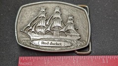 PEWTER RED JACKET SHIP BELT BUCKLE MADE BY BLAISDELL