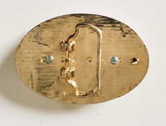 Western Belt Buckle Brass Handmade USA Polished Stone Medallion