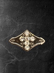 Western 3 Pcs 1” Wide Leather Belt Buckle Set With Cross & Crystals