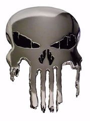 Comic Book Skull Logo Silvertone Metal Enamel BELT BUCKLE