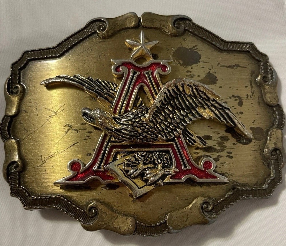 Vintage Anheuser Busch Flying Eagle Logo Belt Buckle Raintree Buckles 1977