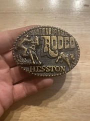 Hesston Rodeo Vintage Belt Buckle Solid Metal Western Collector SOLID METAL 1978