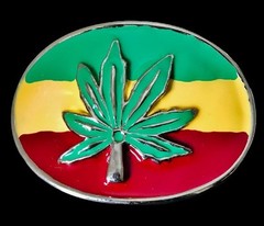 Marijuana Legalize Pot Plant Movement Jamaican Jamaica Flag Belt Buckles