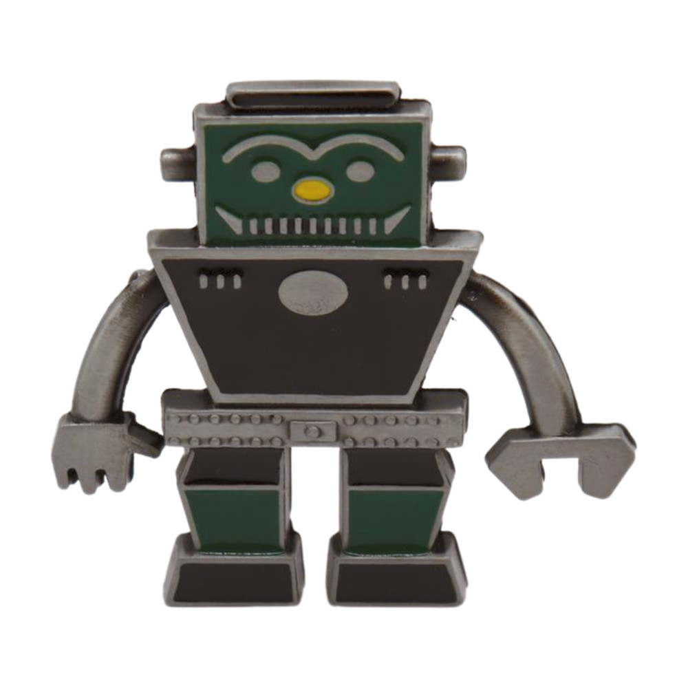 Men Silver Metal Fashion Belt Buckle Green Black Robot Animation Teen Kids Style