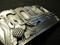 SOLID PEWTER BELT BUCKLE, « GOLF » 3-D DESIGN, SISKIYOU CO. MAN-1222*07061