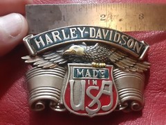 vintage baron Harley Davidson Belt Buckle Solid Brass Eagle Wings